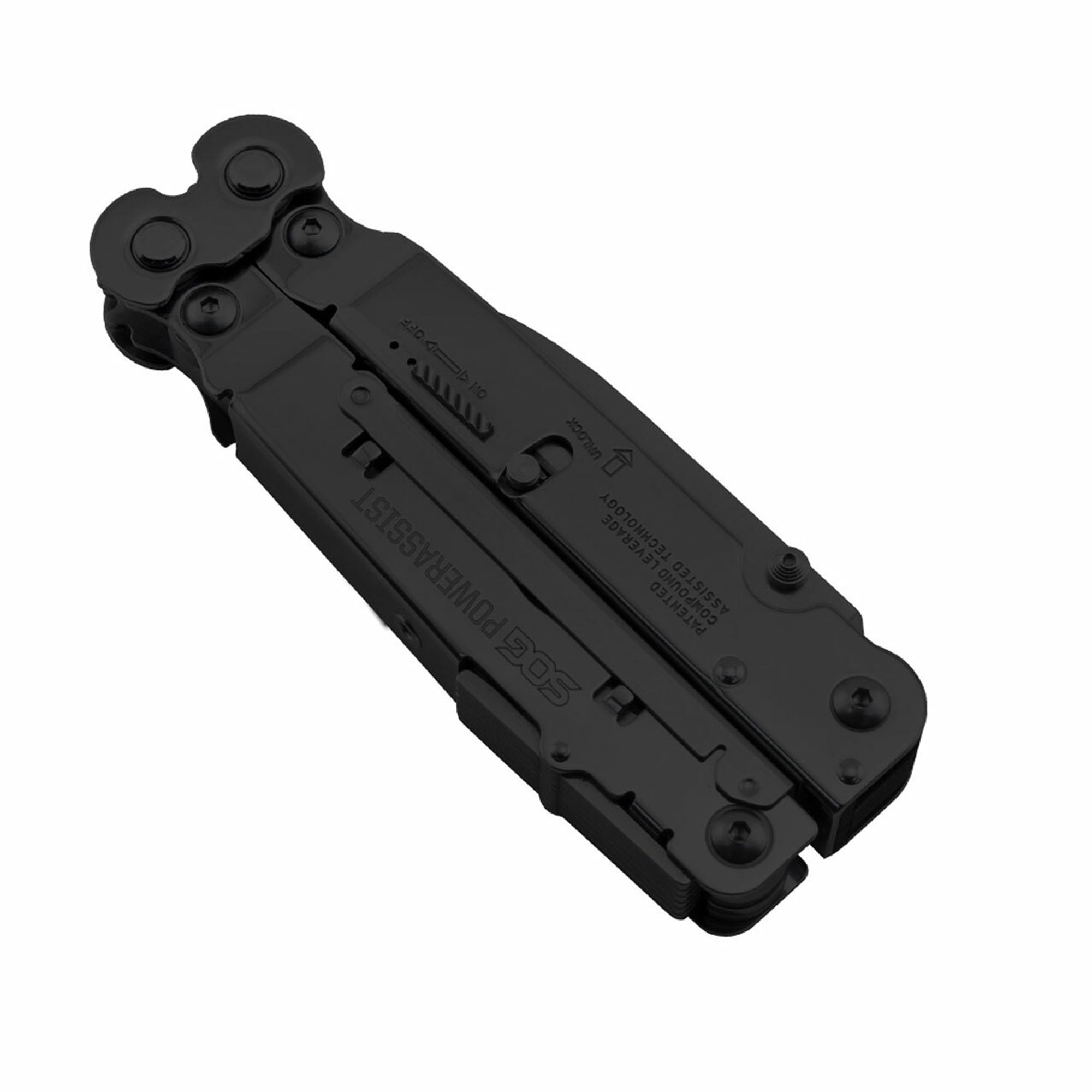 SOG PowerAssist Stainless Steel Folding Knife 16 Tool Multi Tool, Black