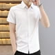 thumbnail image 3 of Camisa y blusa de hombre de negocios a cuadros con bolsillo, manga corta, elegante, de lujo, de alta calidad, original, nueva en ropa, 3 of 5