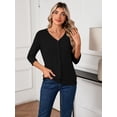 thumbnail image 7 of HOWCOME Women's 3/4 Sleeve Cardigan Sweater Lightweight Button-Down Knitted Layers, Black 2XL, 7 of 7