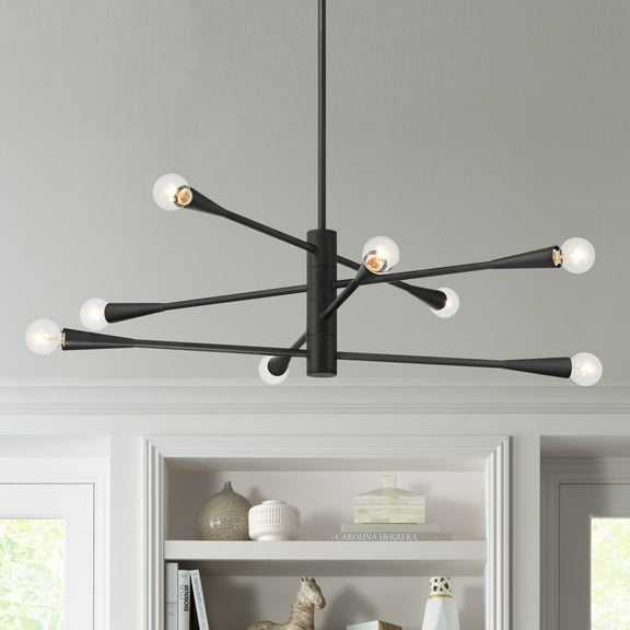 Possini Euro Design Livonia Matte Black Chandelier 29 1/2" Wide Modern Sputnik 8-Light Fixture for Dining Room House Foyer Kitchen