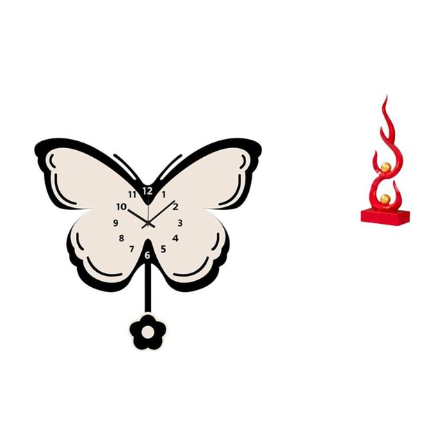 Reloj De Pared De Mariposa Acrílica Y Escultura Abstracta De Resina Con Forma De Fuego, Adorno Decorativo Moderno Que No Hace Tictac Para Oficina, Comedor, Habitación De Niños.