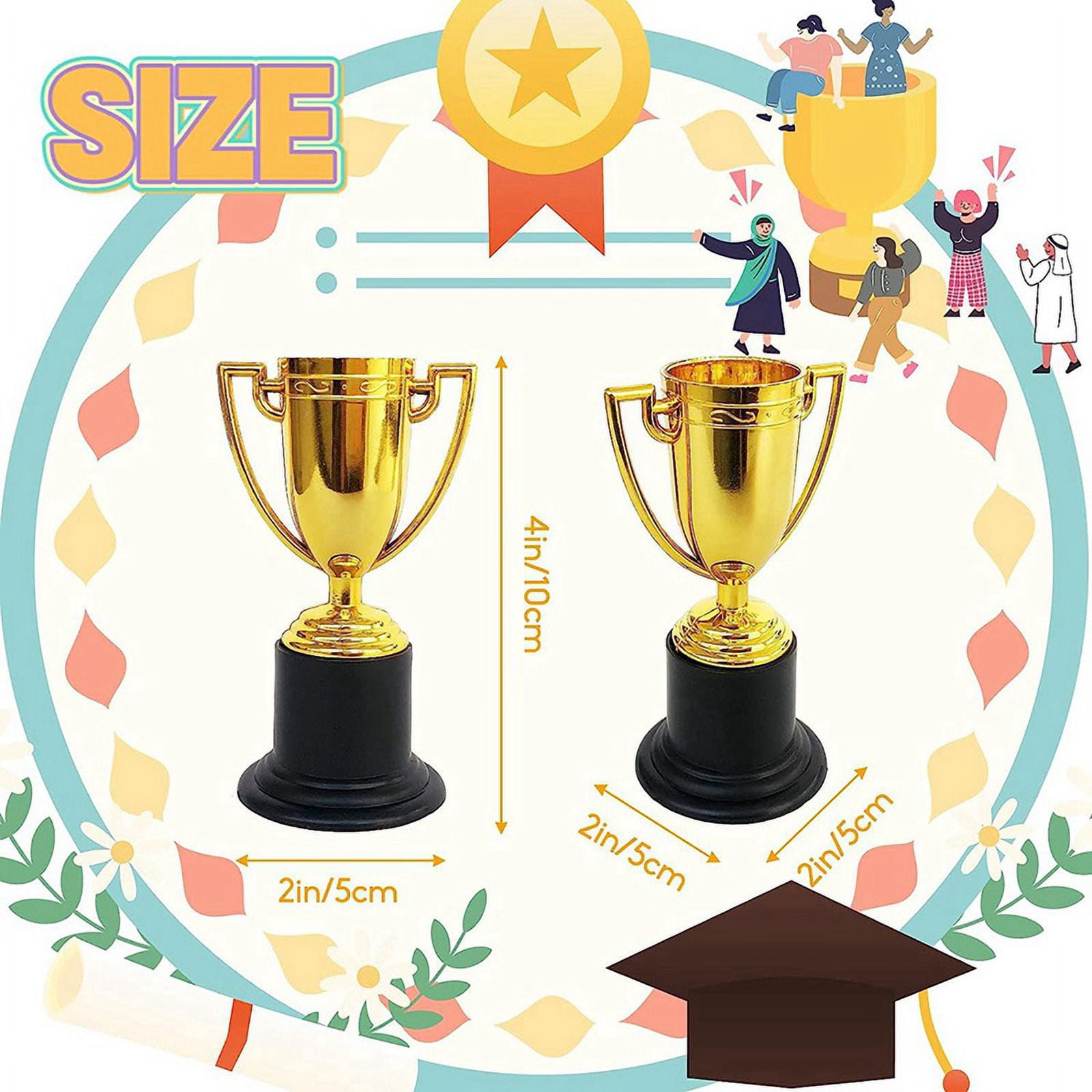 144 Pack Mini Trophy for Kids Awards,Plastic Gold Award Trophy Cups,for Party Favors,Rewards,Sports,Competitions