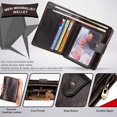 thumbnail image 5 of Monedero de cuero genuino para hombre (negro), monedero minimalista para hombre, billetera pequeña con bloqueo RFID, tarjetero y bolsillo para monedas con cremallera, 5 of 5