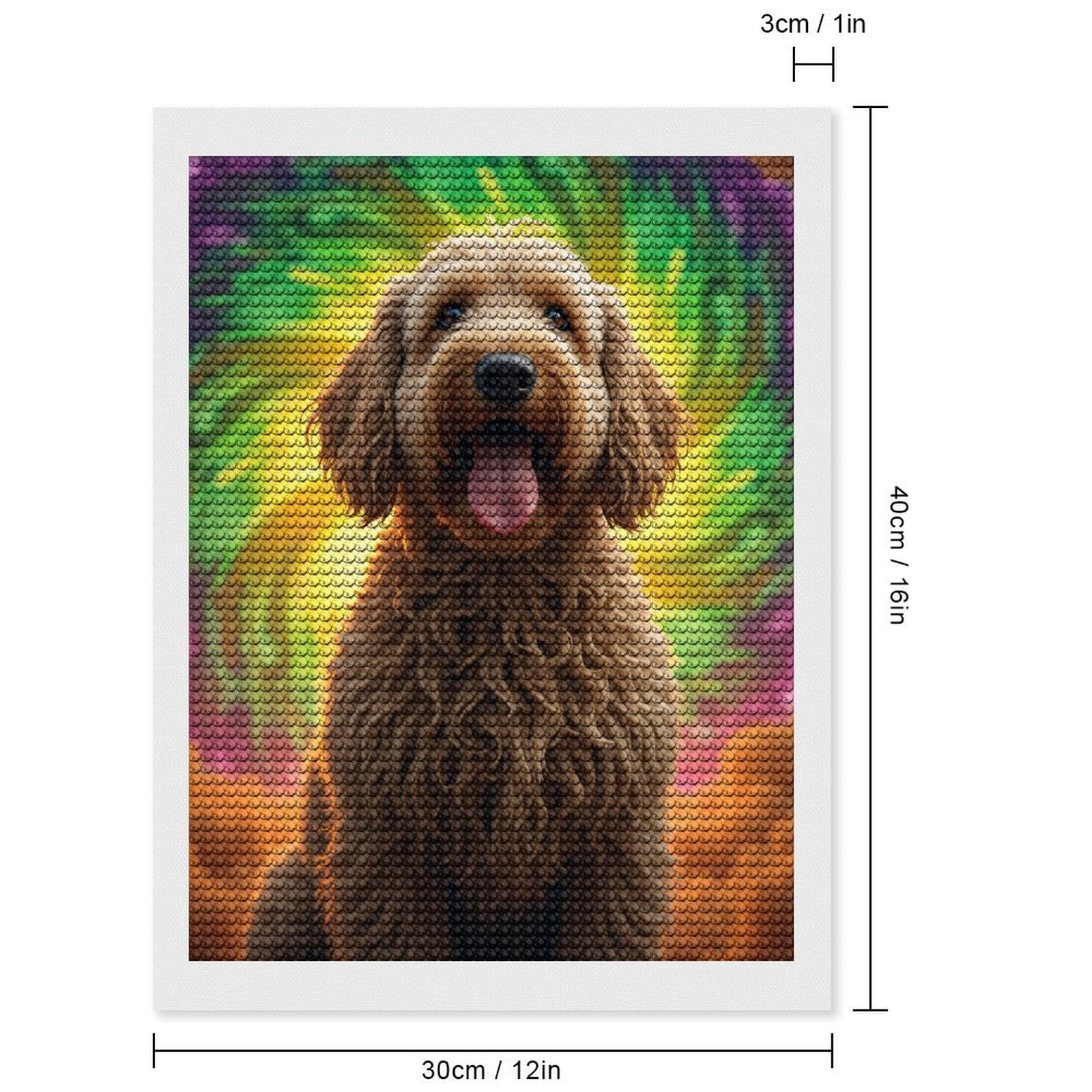 Diamond Art Kits for Adults, Dog Colorful Spiral Backdrop 5D Diamond Painting Kits for Adults Beginners, DIY Full Drill Diamond Painting, Gem Art and Crafts 12x16