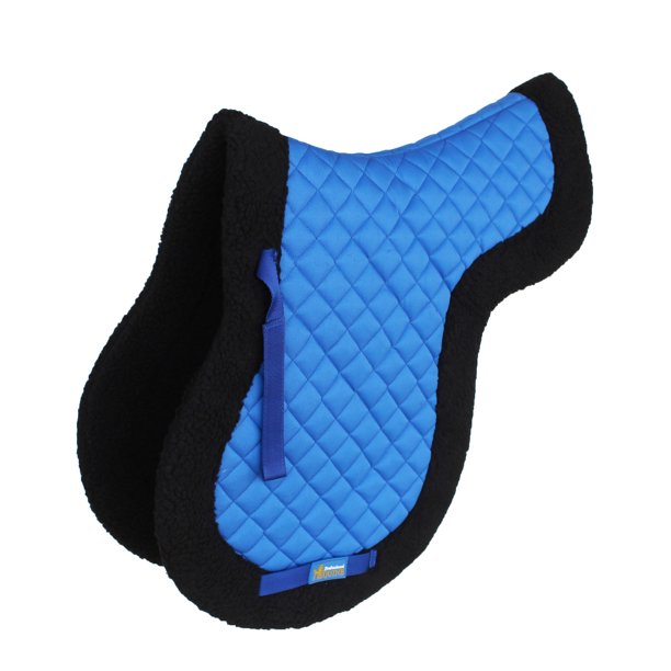 Horse Saddle Pad English Contoured Quilted Fleece Shock Absorbing Blue
