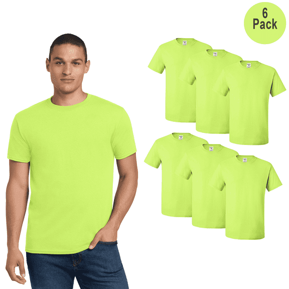 JERZEES Men's Dri-Power Performance Hi Vis T-Shirt, Short Sleeve Workwear, Safety Green, 6 Pack, 2XL