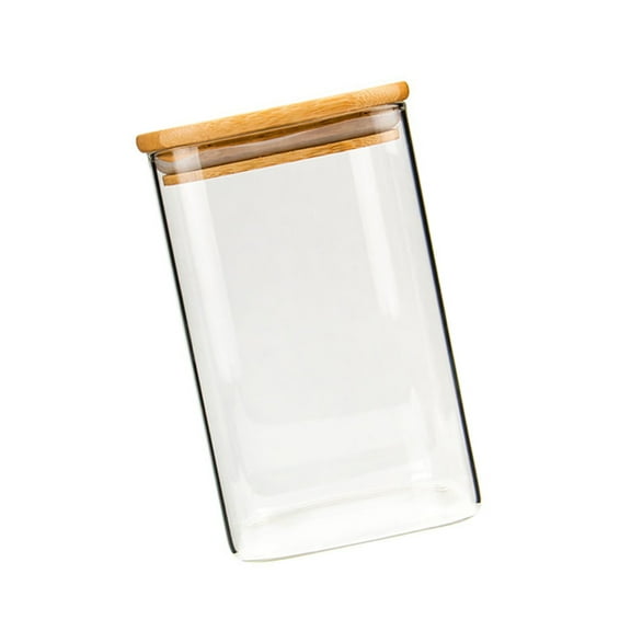 FOLOYORI 1Set Glass Storage Jar Square Shaped For Sealed Airtight Containers 10X10X10Cm 550Ml