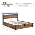 thumbnail image 3 of Full Size Lift Up Storage Bed Frame,Full Bed Frame with Bookcase Headboard & LED Lights,Wooden Platform Bed Frame with Charging Station, No Spring Box Needed,Full, 3 of 8