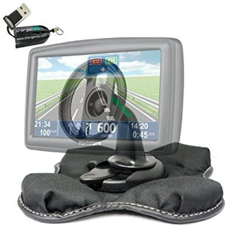 Bean Bag Dashboard Mount - TOMTOM XXL 530 530S 535 535T 540 540S 540M 550 550M 550T 555 555T WTE M LIVE EASYPORT GPS Portable Dashboard Friction Mount Kit by ChargerCity w/ Micro SD USB Card Reader, Bracket Cradle & Beanbag Das