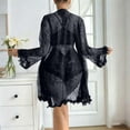 thumbnail image 4 of uublik Junior Pajama Sets Women 3 Piece Lounge Set Long Sleeve Tops and Pant Soft Sleepwear Black, 4 of 5