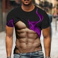 thumbnail image 2 of SSAAVKUY Muscle Tee Shirts for Mens Fake Abs T Shirt Funny 3D Flame Graphic Shirts Casual Summer Short Sleeve Tops Crewneck Tshirt Purple 16, 2 of 5