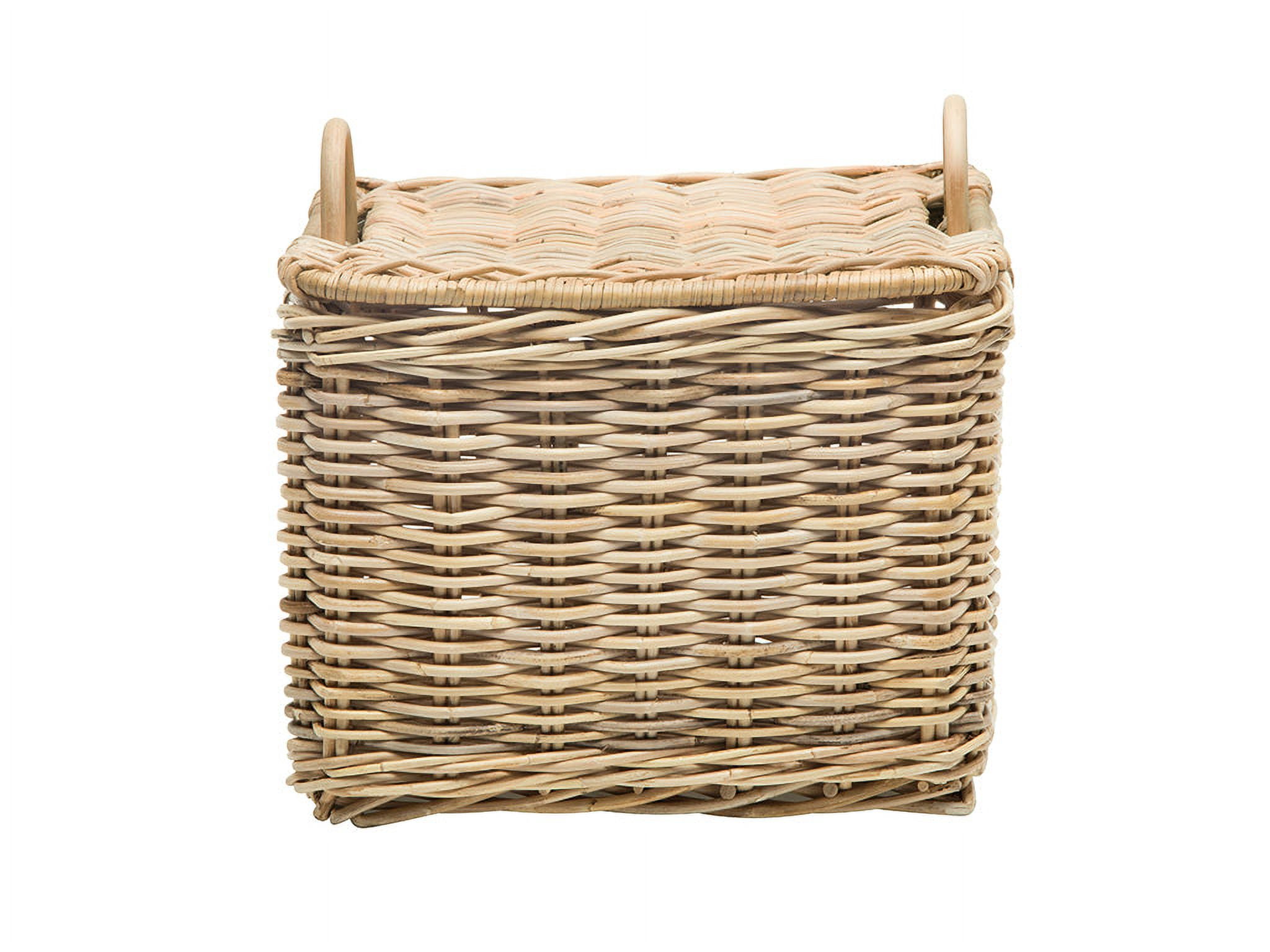 Kouboo Rattan Core Rectangular Storage Basket With Lid, Household Organizer Storage Box For Living Room, Dining Room, Natural, Large