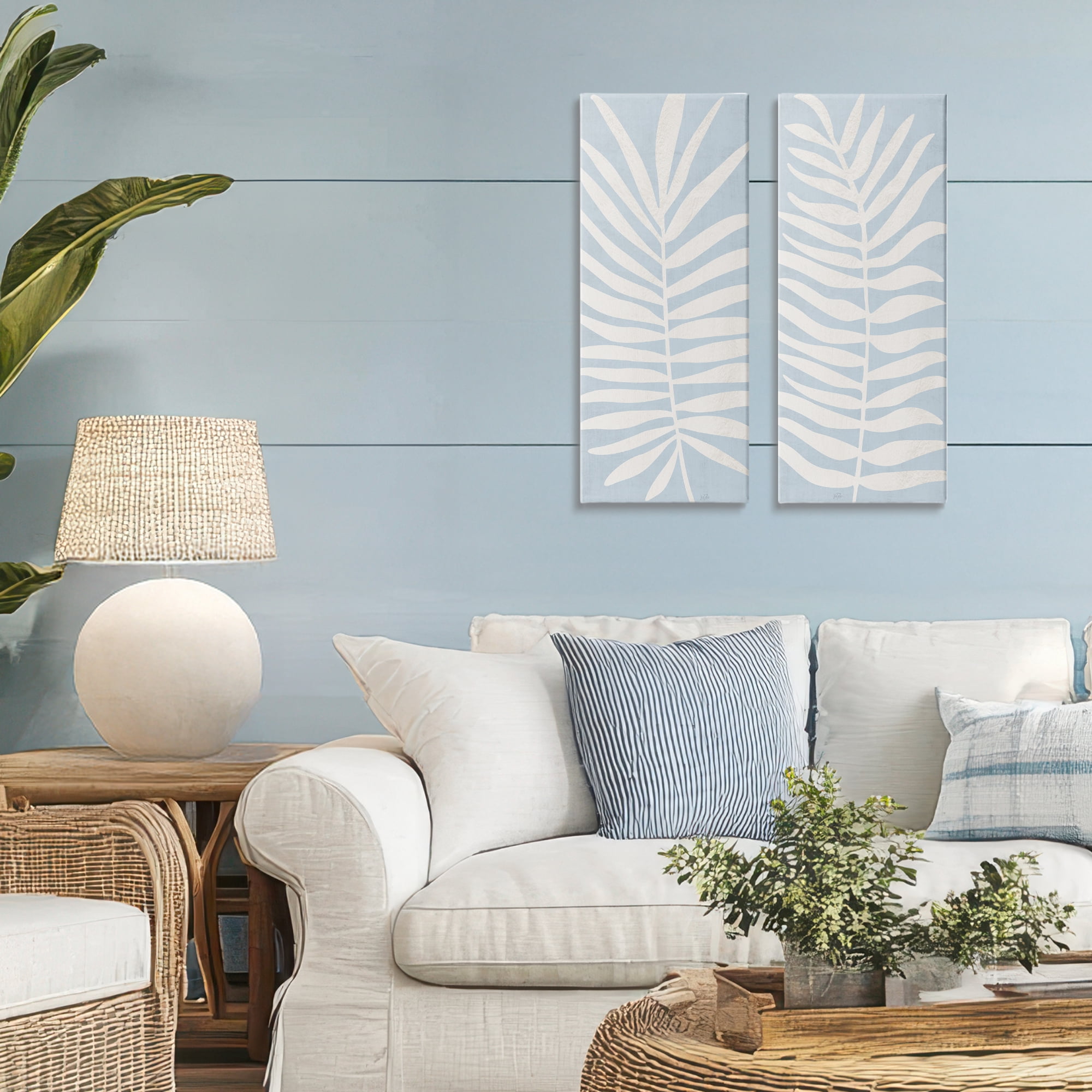 Stupell Industries Soft Palm Leaf Pair 2 Piece Canvas Wall Art Set, design by Natalie Carpentieri