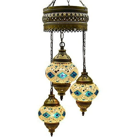 

(Choose from 12 Designs) Turkish Moroccan Mosaic Glass Chandelier Lights Hanging Ceiling Lamps (Medium - 2)