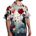 thumbnail image 2 of Valentine's Day Love Men's Short Sleeve Hawaiian Beach Shirts, Casual Printed Button Down Spread Collar Tops, Summer Unisex Style, 2 of 6