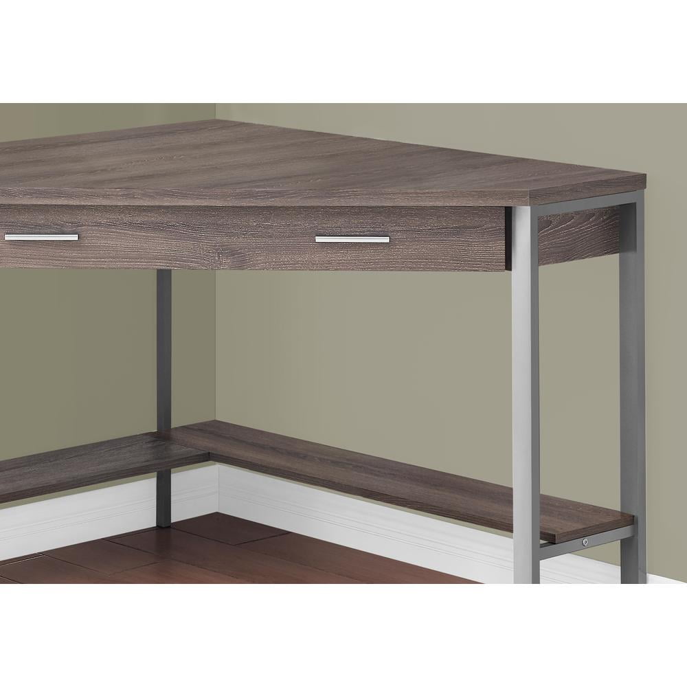 Computer Desk Home Office Corner 42"L Work Laptop Metal Brown