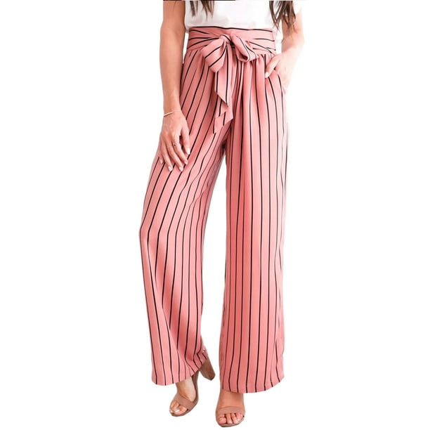 wide leg pants with stripe on side