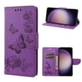thumbnail image 1 of SaniMore for Samsung Galaxy S21 FE Case with Wrist Strap, Butterfly Embossed Magnetic Card Slot & Cash Bag Shockproof PU Leather Flip Folding Wallet Kickstand for Samsung S21 FE, Purple, 1 of 7