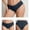 Dark Blue, variant on Lunuaoe Women's Ribbed Seamless Bikini Briefs, Low Waist Cotton Crotch Underwear, Soft Threaded Solid Color Panties