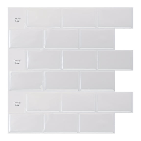 Peel And Stick Wallpaper, 12"x12" Peel And Stick Wallpaper, 10pcs Self Adhesive Wallpaper For Kitchen, Bathroom, And Laundry Room, Enhanced Backing Adhesion & Thicker Design Cover 9 Sq Ft, White