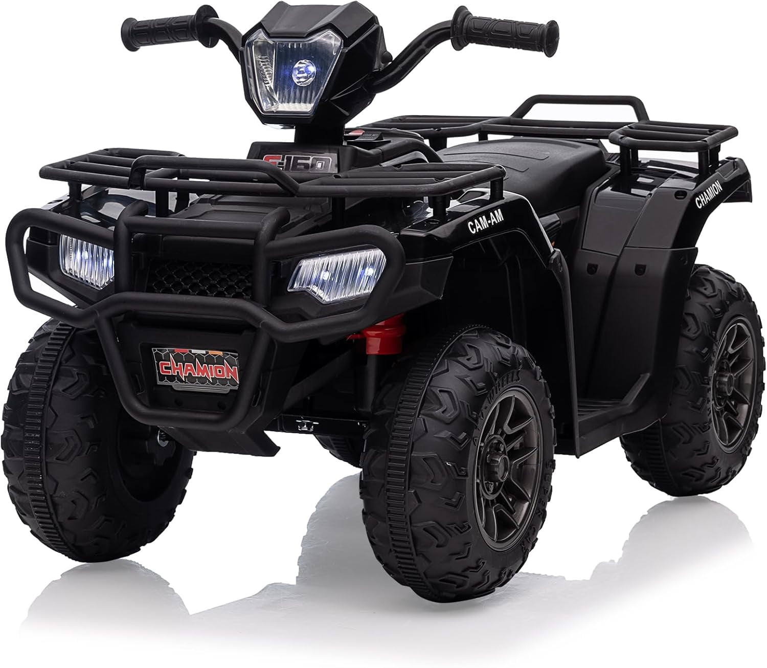 Acekid 12V Ride on ATV High/Low Variable Speed Ride on Electric Vehicle with LED Light Music USB 1.5-2.2mph Safety Speed Black