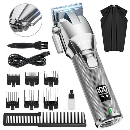 NEXPURE Professional Hair Clippers for Men, Cordless Beard Trimmer with Quiet High-Torque Motor, LED Display, 6 Guide Combs, All-in-One Hair Cutting Kit, Q1S-Q4