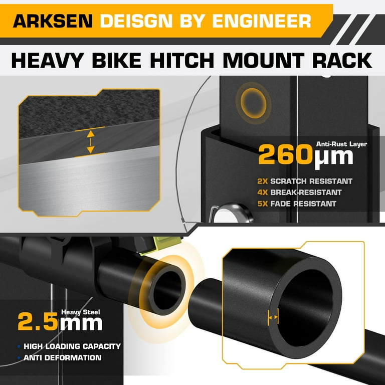Arksen 4 Bike Rack Hitch Mount Swing Down Bicycle Carrier Foldable