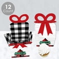 thumbnail image 3 of Big Dot of Happiness Holiday Plaid Trees - Square Favor Gift Boxes - Buffalo Plaid Christmas Party Bow Boxes - Set of 12, 3 of 8