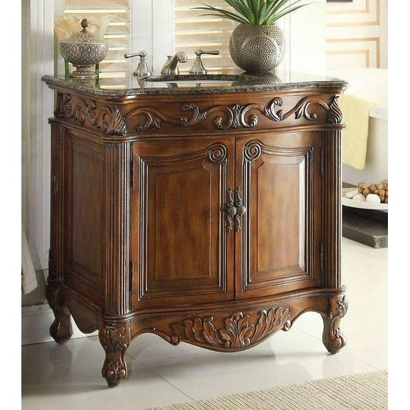 32" Benton Collection Fiesta Antique Victorian Style Brown Bathroom Vanity CF-2873SB-TK