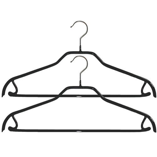 Mawa by Reston Lloyd Silhouette Series Non-Slip Space Saving Hanger with Pant Bar/Skirt Hook, Style 41/FRS, Set of 2, Black