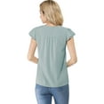 thumbnail image 4 of INSPIRE CHIC Women's Solid Blouse V Neck Ruffle Cap Sleeve Lightweight Work Blouse XL Pale Blue, 4 of 7