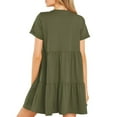 thumbnail image 5 of SMihono Womens Summer Casual Dresses 2025 Short Sleeve V-Neck Tshirt Dress Flowy Babydoll Dress Swing Shift Loose Mini Tunic Dress Army Green S, 5 of 8