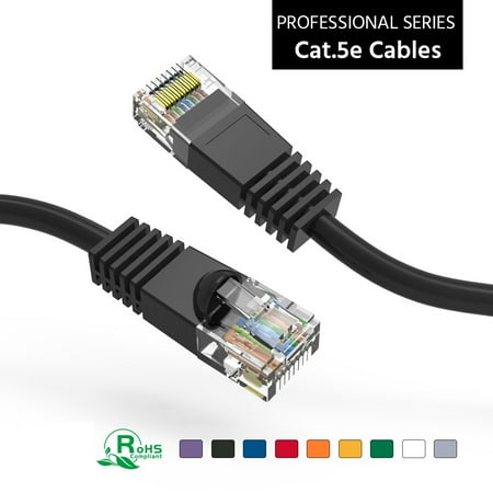 

ACCL 6Ft Cat5E UTP Ethernet Network Booted Cable Black 5 Pack