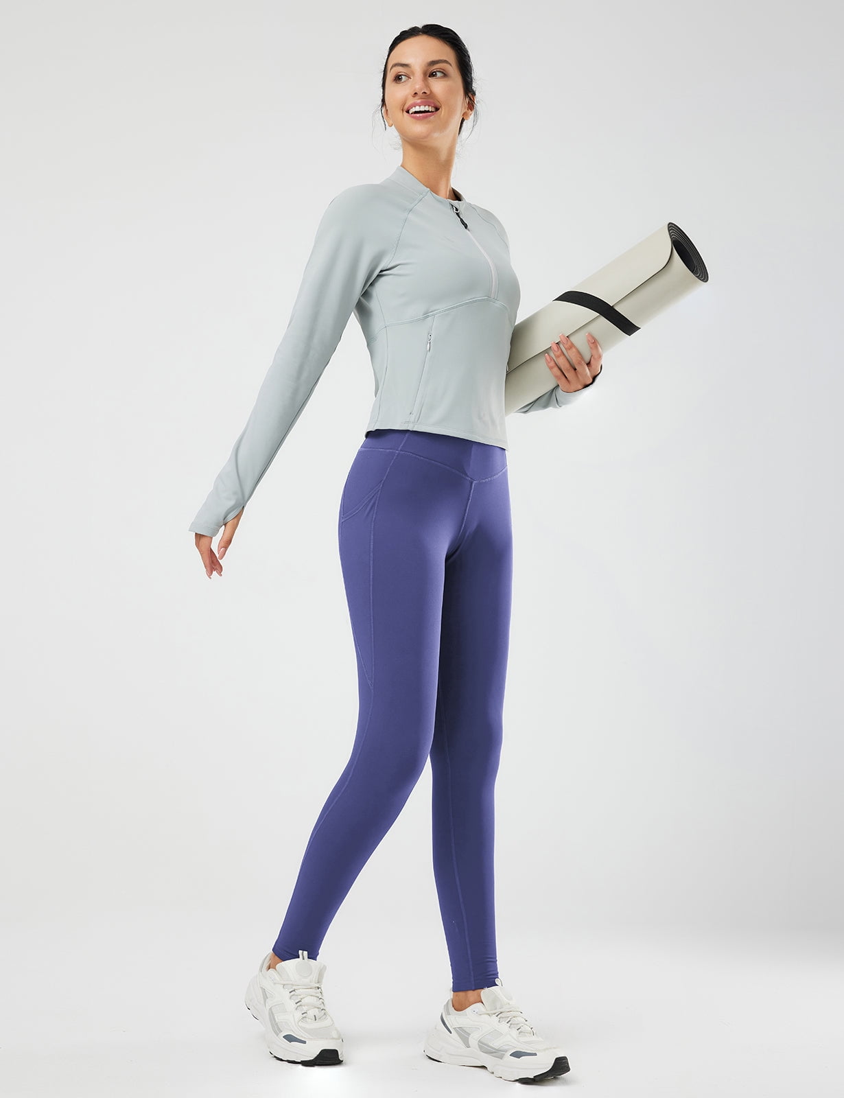 BALEAF Women's Fleece Lined Leggings Thermal Warm Winter Tights High Waisted Thick Yoga Pants Cold Weather with Pockets Classic Navy S
