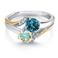 thumbnail image 2 of 10K Yellow Gold and 925 Silver Mercury Mist Mystic Topaz and London Blue Topaz and White Lab Grown Diamond Accent Engagement Ring for Women (1.28 Cttw, November Birthstone, Round 5MM, Size 8), 2 of 4