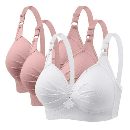 Itsame 3PC Bras for Women s Full Support Everyday Sports Bra Set Breathable Wireless Comfort Bralette Set Multicolor Size L