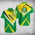 thumbnail image 4 of Camisetas gráficas con la bandera de Brasil impresas en 3D para hombre, camiseta informal con emblema nacional brasileño, manga corta, hawaiana, blusa con solapa para hombre, 4 of 5