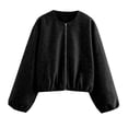 thumbnail image 3 of Aellinatey Womens Cropped Bomber Jacket Casual Zip Up Varsity Jackets Trendy Outwear Coats with Welt Pockets, 3 of 10