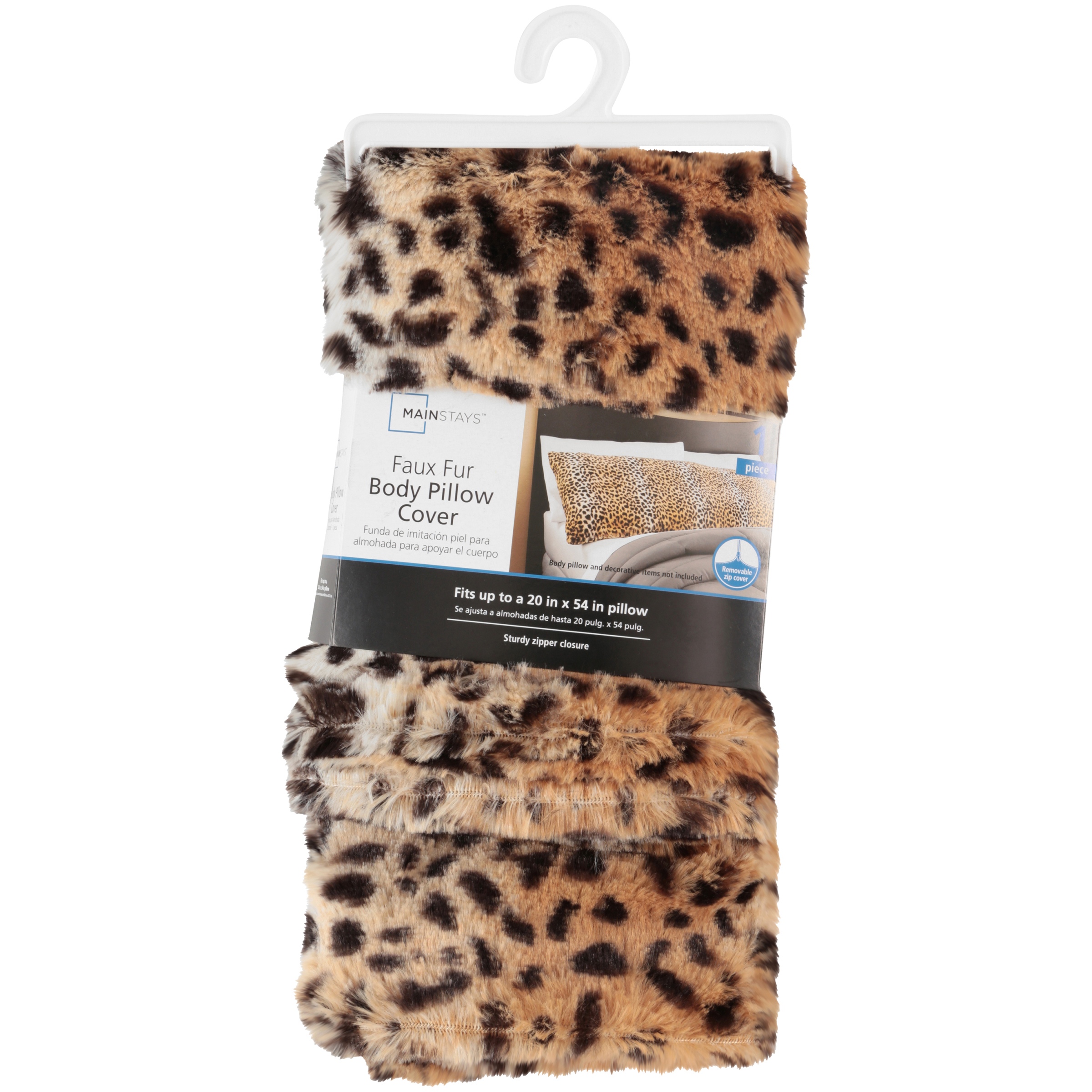 Mainstays Faux Fur 20 X 54 Cheetah Printed Body Pillow Cover 1