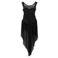 thumbnail image 4 of Kaerm Girls Lyrical Dance Costume Sleeveless High-low Hem Morden Contemporary Flowy Leotard Dress Black 6, 4 of 8