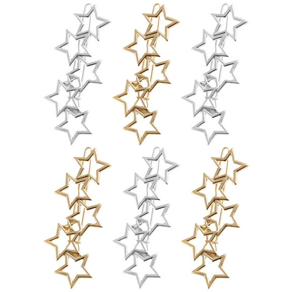 PBPBOX Five Pointed Star Hair Clip Alloy Silver Styling Assistant for Teen Girls 6pcs