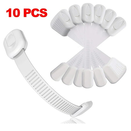 10 PCS Baby Proofing Cabinet Strap Locks Child Safety Cabinet Proofing Baby Locks Baby Safety Locks for Cabinet Drawer Door Baby Cabinet Safety White