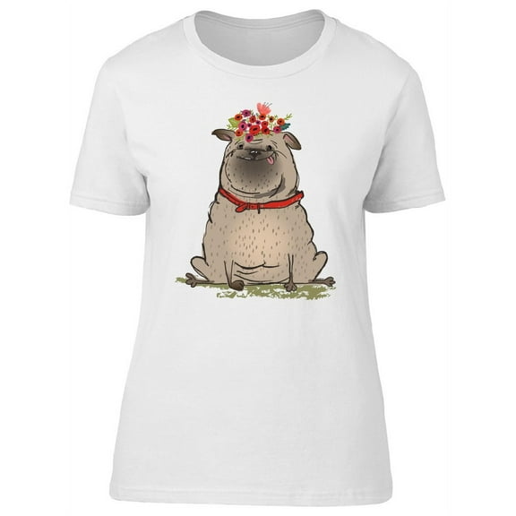 Cute Floral Bulldog, Doggy Tee Women's -Image by Shutterstock