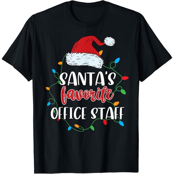 Santa's Favorite Office Staff Christmas Lights Funny T-Shirt