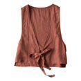 thumbnail image 2 of WNEGSTG Vests for Women 2023 Cotton Linen Vest Casual Sleeveless Jacket Tie Front Lightweight Vest, 2 of 3