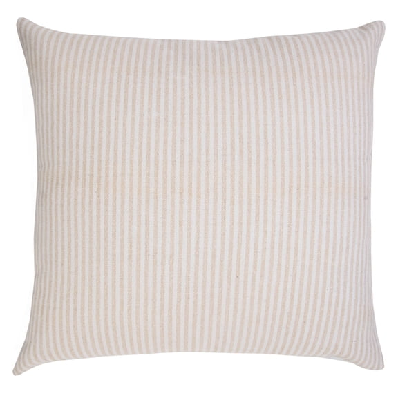 Harlow Hill Handwoven Striped Embroidered Cotton Throw Pillow Cover - 20" - Beige and White