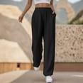 thumbnail image 2 of Sngxgn Women's Pants Casual Trouser Pants Elastic Waist Slim Pockets(Black,XXXL), 2 of 7