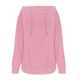 thumbnail image 4 of Qzwdhjm Off Shoulder Sweatshirts for Women Drawstring Long Sleeve Sweatshirt Soft Loose Casual Fall Pullover Tops, 4 of 7