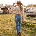 thumbnail image 4 of Womens Fringe Western Cowgirl Shirts Vintage Long Sleeve Button Down Tops Slim Country Concert Jacket,2xl, 4 of 7