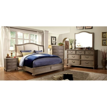 Furniture of America Moore 4 Piece King Bedroom Set in Brown Cherry